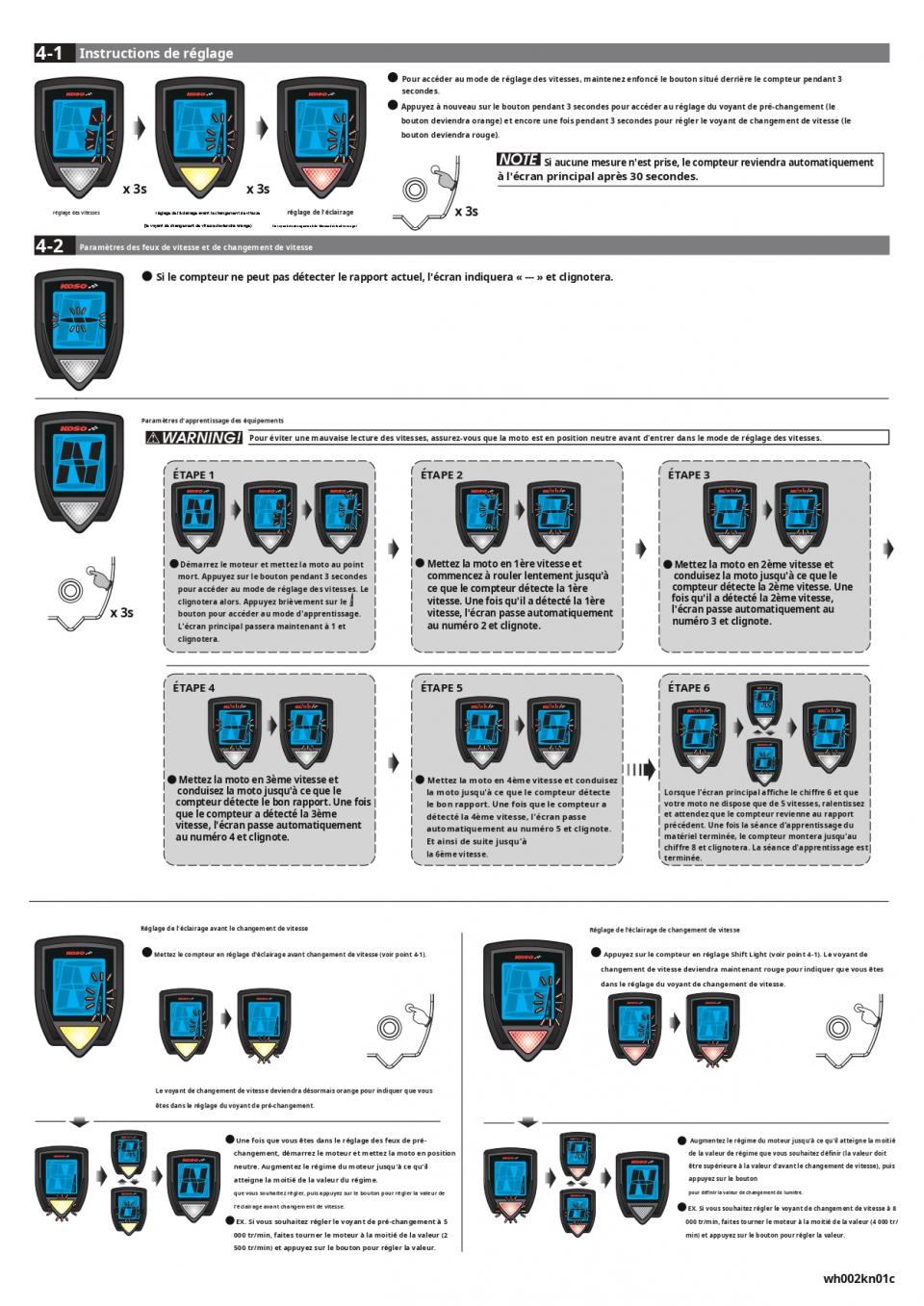Indicateur digital de rapport engagé Koso pour moto KN002000 Neuf