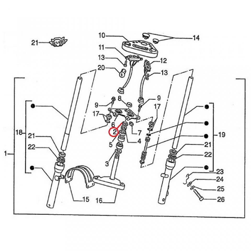 Écrou de colonne de direction M25 P100 moto Gilera 50 Eaglet 1995 à 1996 463186
