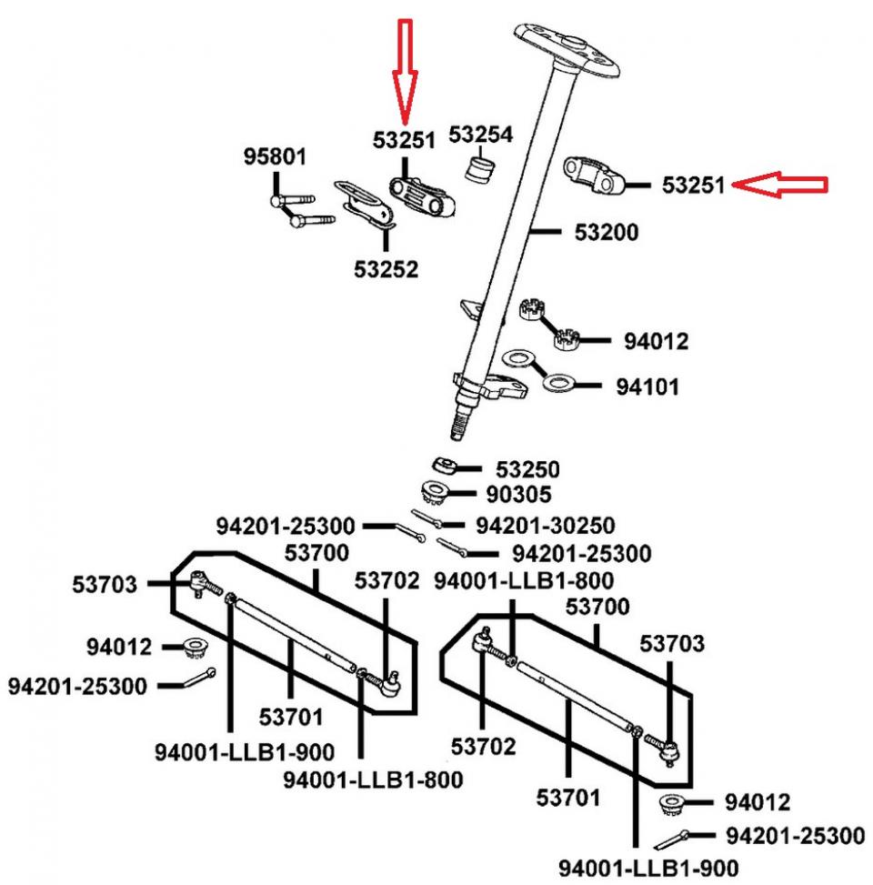 Demi pallier de colonne de direction pour quad Kymco 250 Maxxer 53251-LBA7-900
