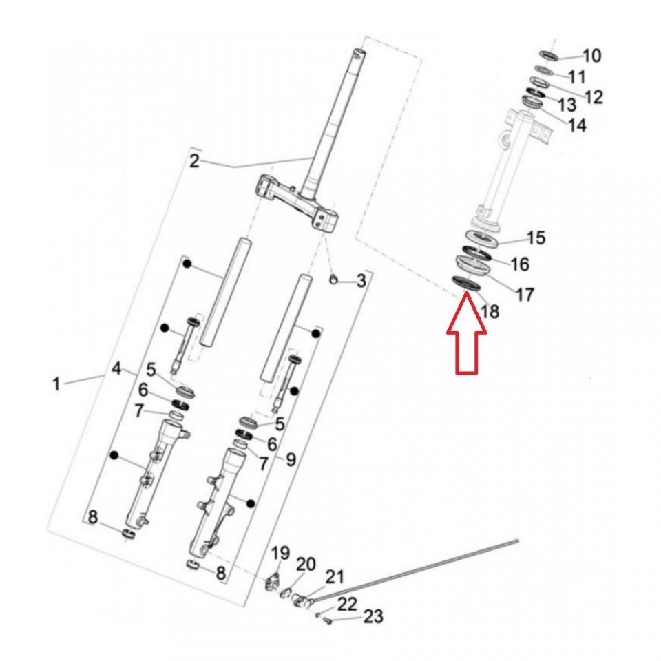 Kit roulement direction origine pour scooter Aprilia 50 SR Motard 2018 1C001628