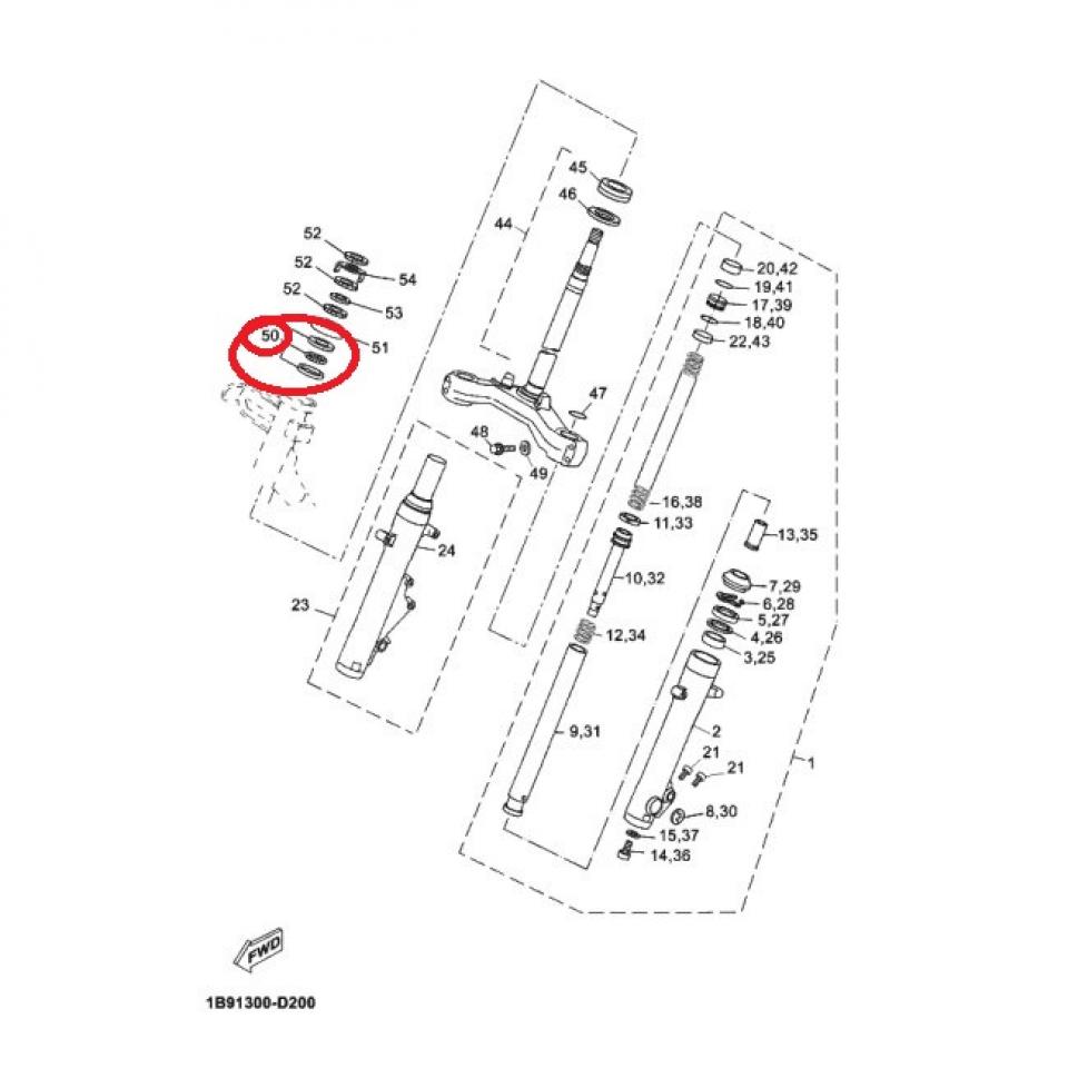 Kit roulement direction inf pour scooter Yamaha 50 Slider 93399-99961 30x48x17mm