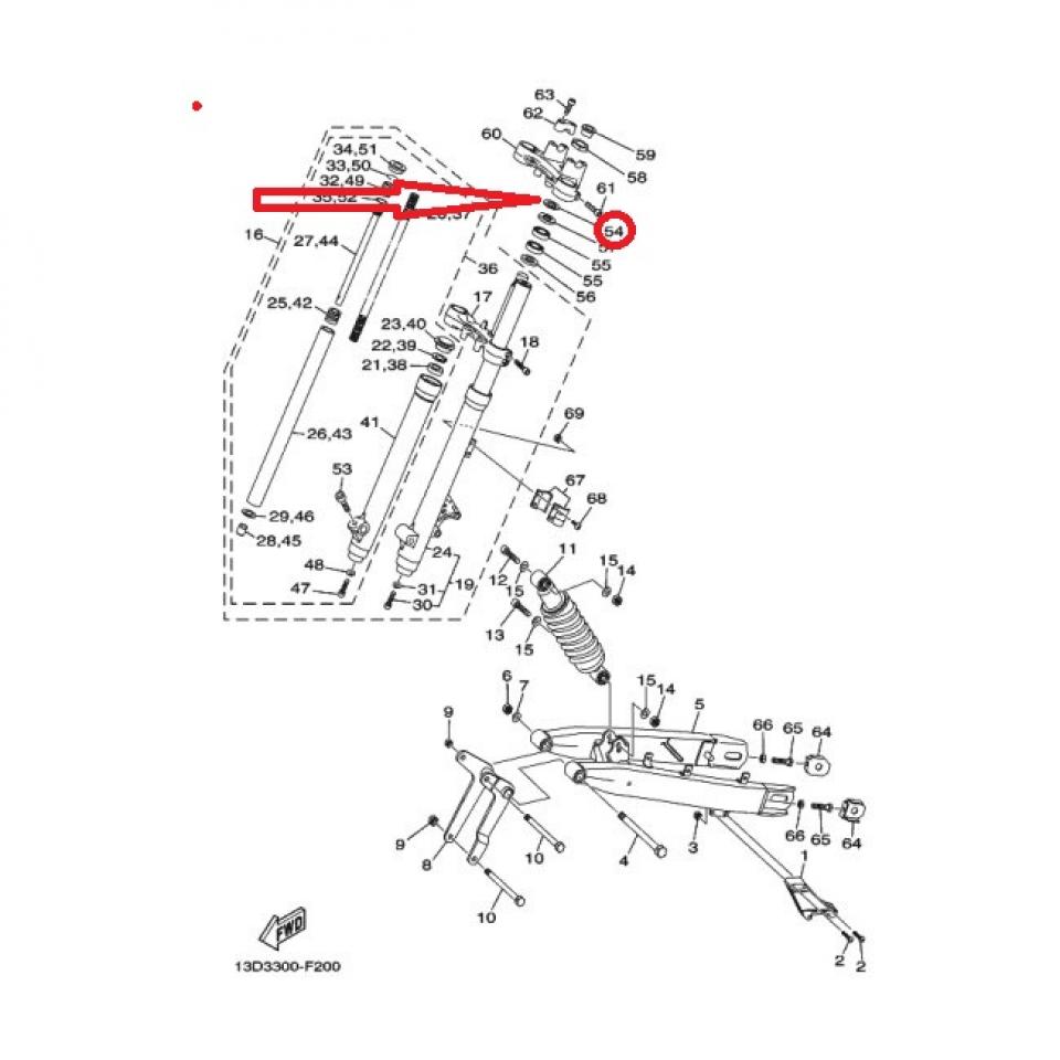 Écrou à ergot de colonne de direction pour moto Yamaha 50 DTR Sm 1D4-F3150 Neuf