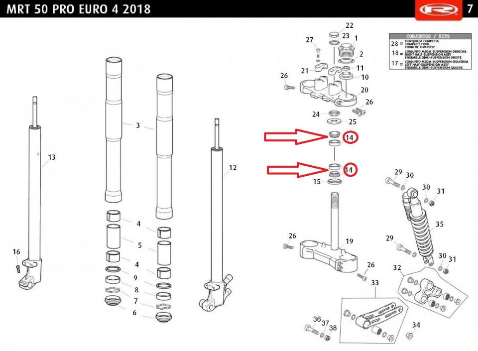 Roulement conique direction pour moto Rieju 50 MRT 0/000.960.0200 32005 25x47x16