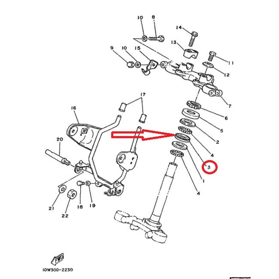 Cuvette inf roulement direction pour moto Yamaha 400 XS 183-23412 4FP-F3412-10