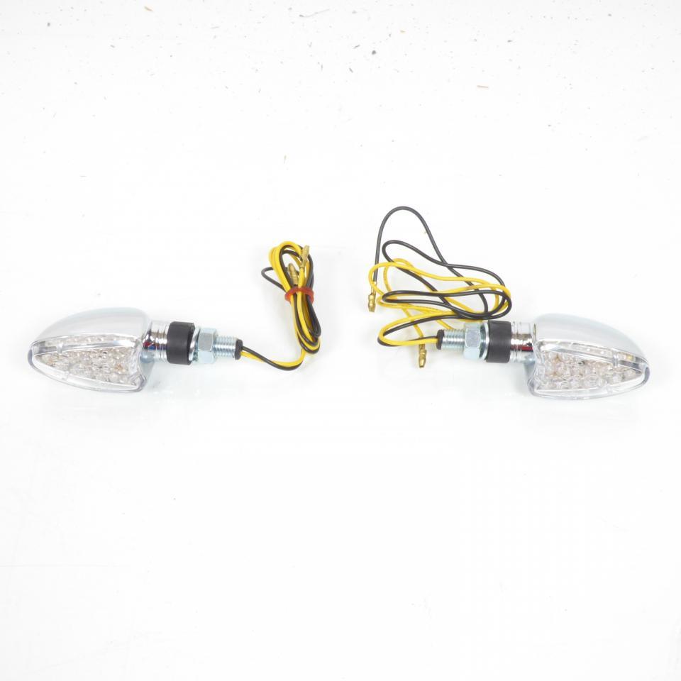 Paire de clignotant homologué led BIHR transparent et chrome pour moto 01-070SCH Neuf