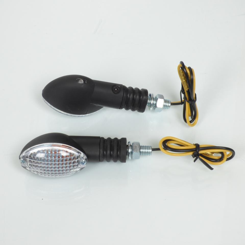 Paire de clignotant ovale à ampoule 12V 23W Replay transparent noir pour moto