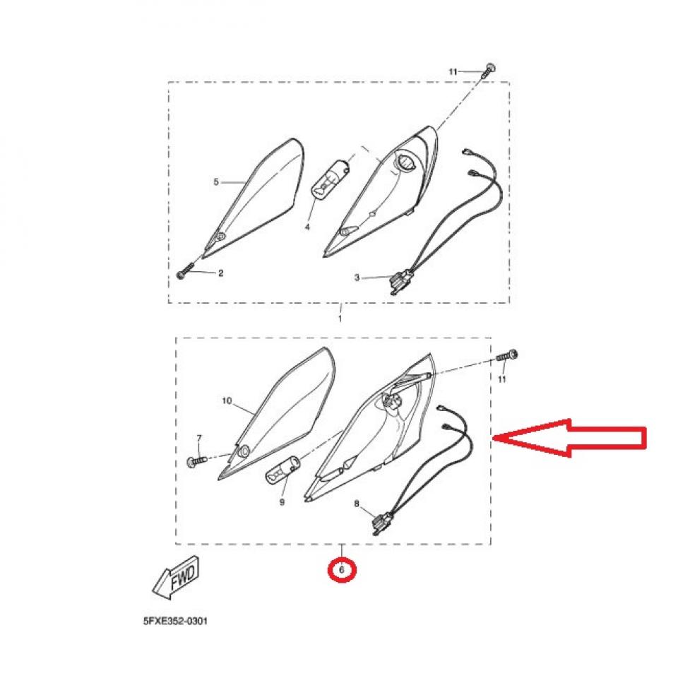 Clignotant AVD pour scooter MBK 50 BOOSTER NEXT GENERATION 5FX-H3320-00 Neuf