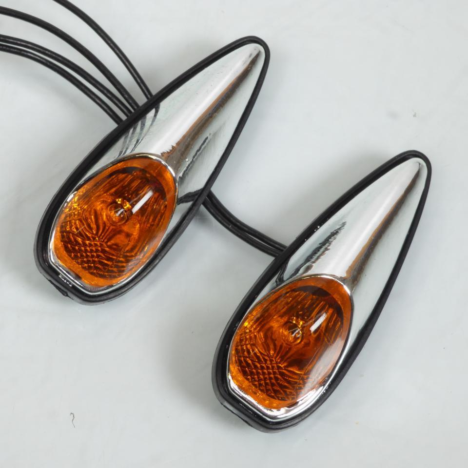 Mini clignotant goute d'eau chromé orange à LED pour moto scooter quad feu décoratif