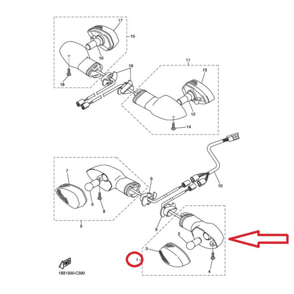 Clignotant AVG pour moto Yamaha 600 R6 Après 2007 2C0-83310-00-00 Occasion