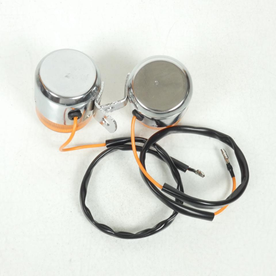 Paire Clignotant rond orange / chromé 12V 10W BA15S Générique pour moto 50 Neuf