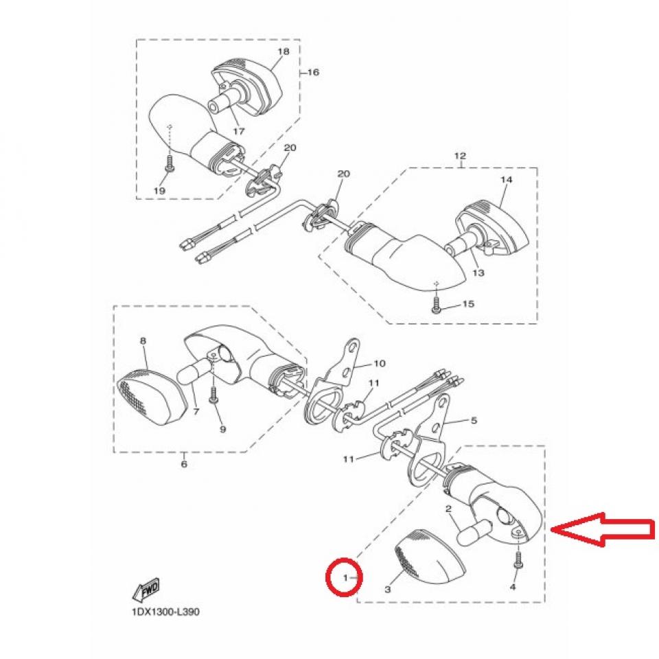 Clignotant AVG pour moto Yamaha 450 WRF 2011 à 2015 20S-83310-10 Occasion