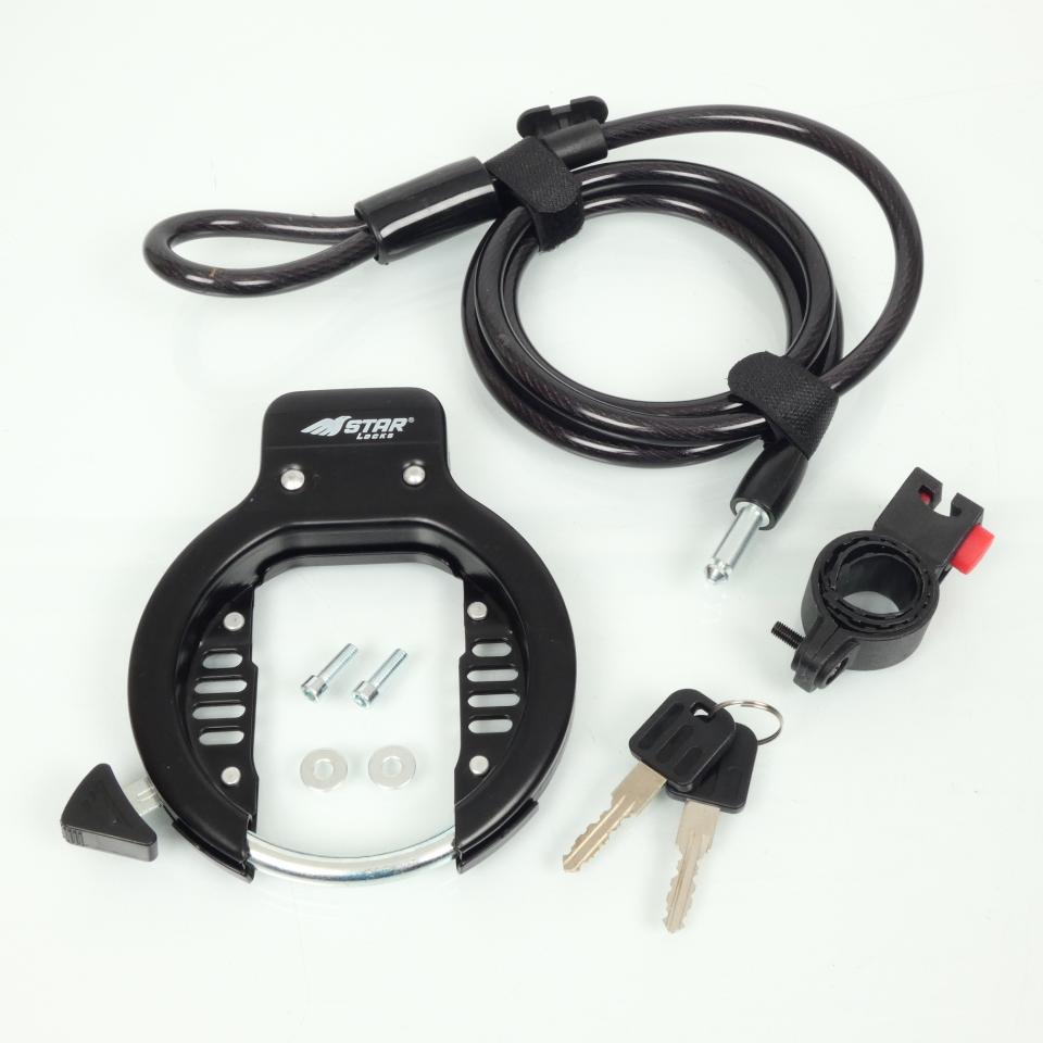 Antivol bloque roue arrière vélo + câble antivol Star Locks pour bicyclette Neuf