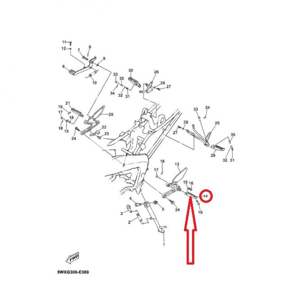 Cale pied pilote gauche pour moto Yamaha 50 TZR 2003 à 2012 5WX-F7451-10-00 Neuf