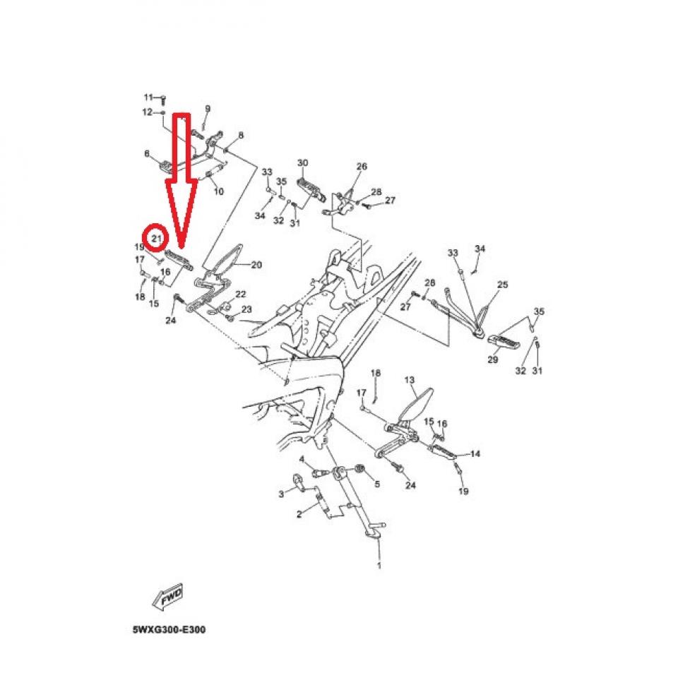 Cale pied pilote droit pour moto Yamaha 50 TZR 2003 à 2012 5WX-F7461-10 Neuf