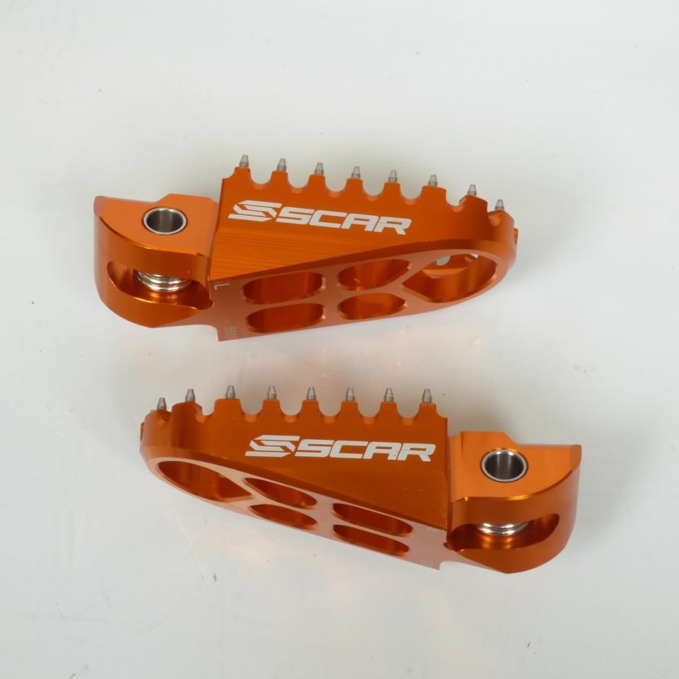 Paire de repose pied cale pied alu cross orange Scar pour moto KTM 125 SX 2016 à 2018
