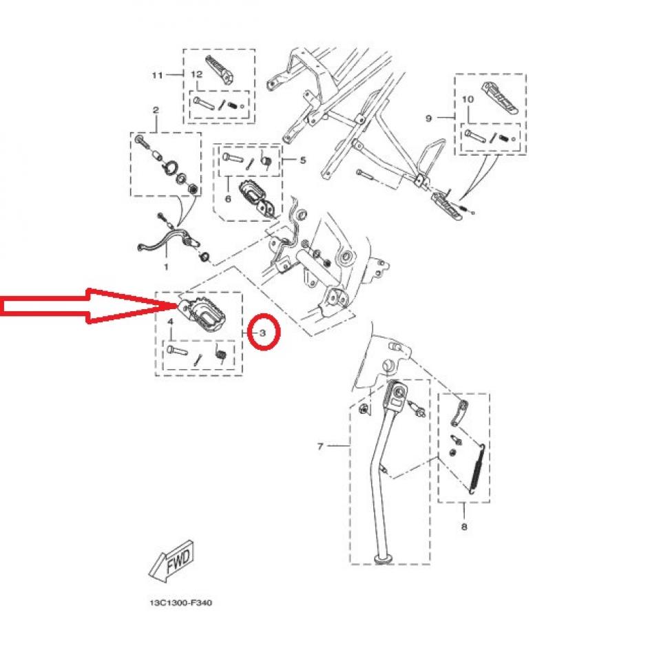 Cale pied pilote gauche pour moto Yamaha 50 DTR 2003 à 2011 1D4-F7410-00 Neuf