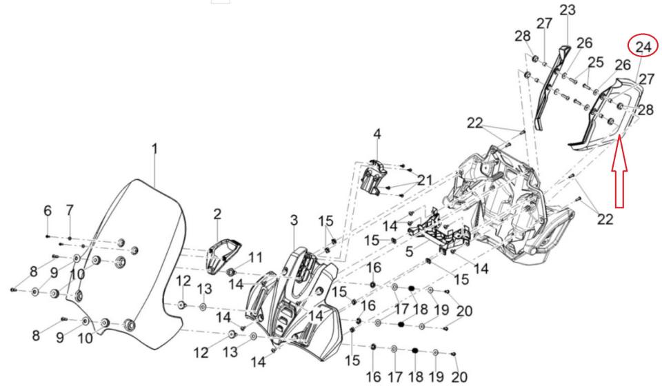 Déflecteur G de pare-brise pour moto Moto Guzzi V85 850 TT Travel 2B011779 Neuf