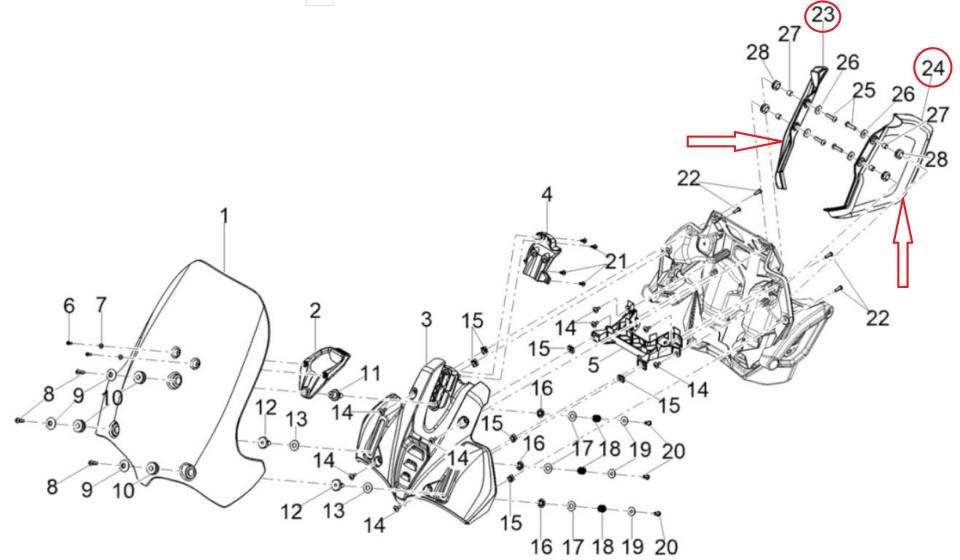 Kit Déflecteur pare-brise pour moto Moto Guzzi V85 850 TT Travel 2S002230 Neuf