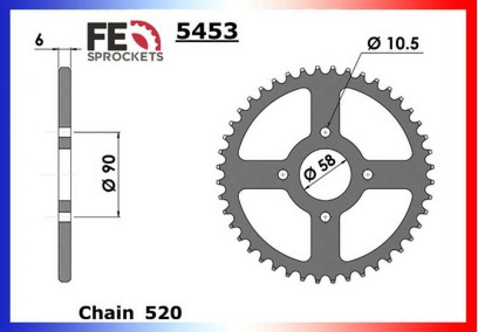 Kit chaîne FE pour moto Honda 125 Varadero 2001 à 2017 14x44 P 520 Al 58mm Neuf