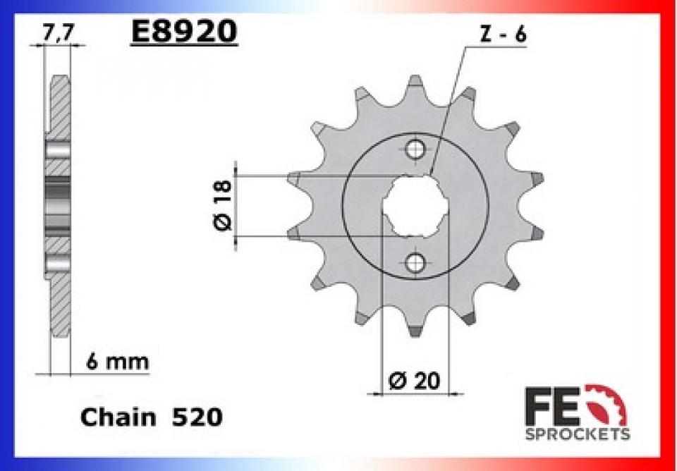 Kit chaîne FE pour moto Honda 125 Varadero 2001 à 2017 14x44 P 520 Al 58mm Neuf