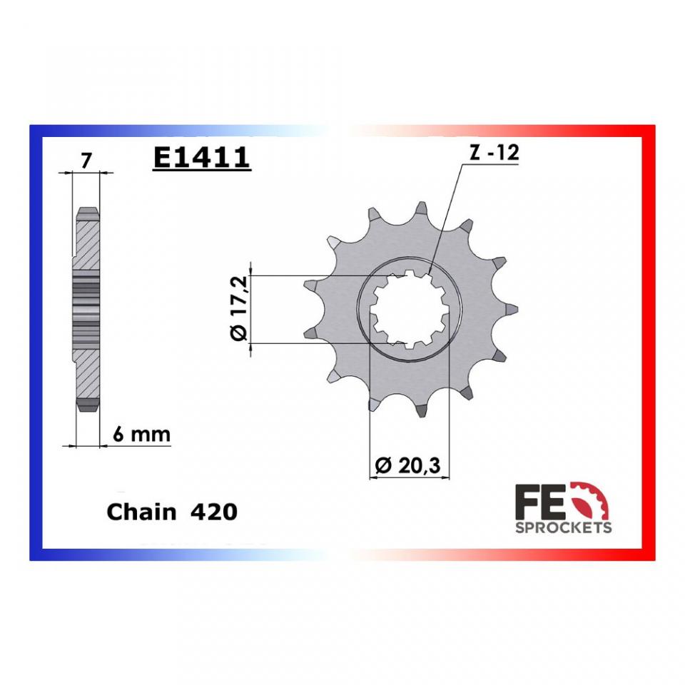 Kit chaîne FE pour moto Yamaha 50 DTR 2007 à 2008 13x53 Pas 420 Al 105mm Neuf