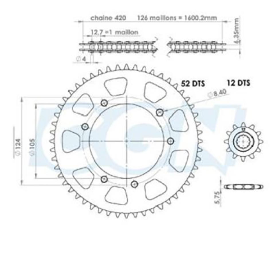 Kit chaîne Teknix pour Moto Peugeot 50 Xps Sm 2006 à 2009 Neuf