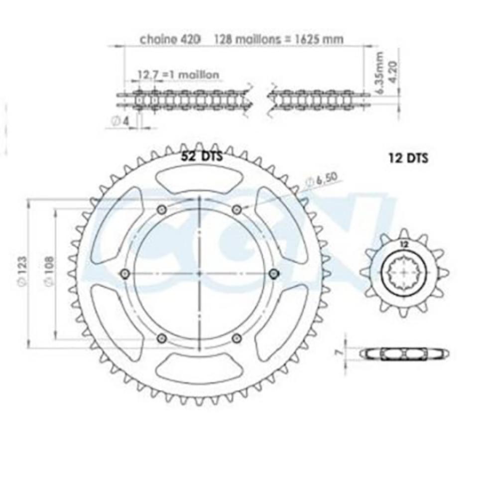 Kit chaîne Afam pour Moto Peugeot 50 XR6 Après 2001 Neuf