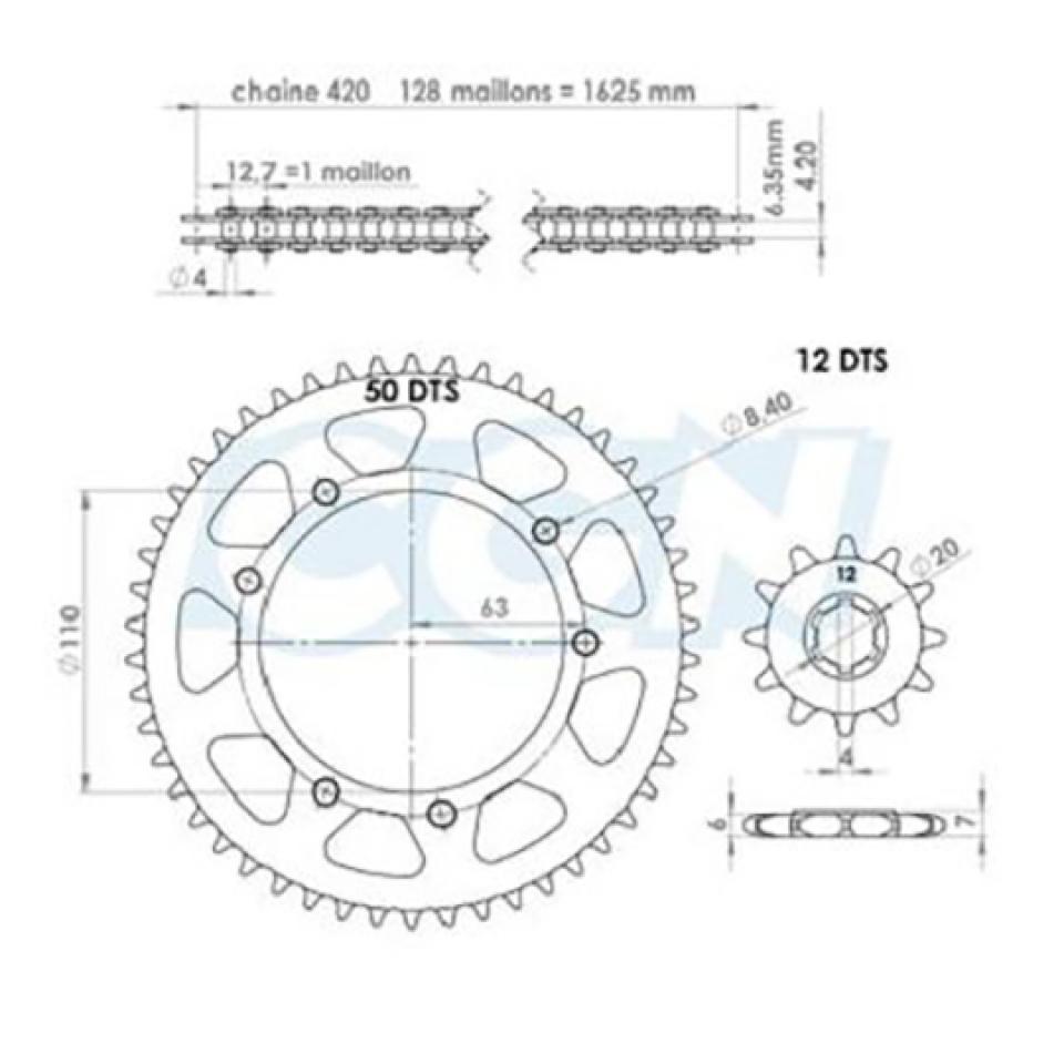 Kit chaîne Afam pour Moto Suzuki 50 RMX 1996 à 2003 Neuf