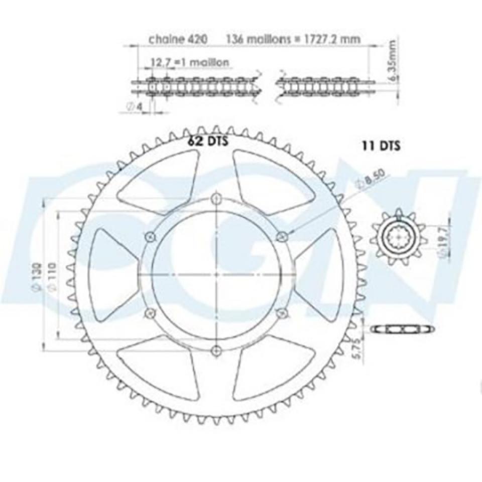 Kit chaîne Afam pour Moto CPI 50 SM POWER 2006 à 2009 Neuf