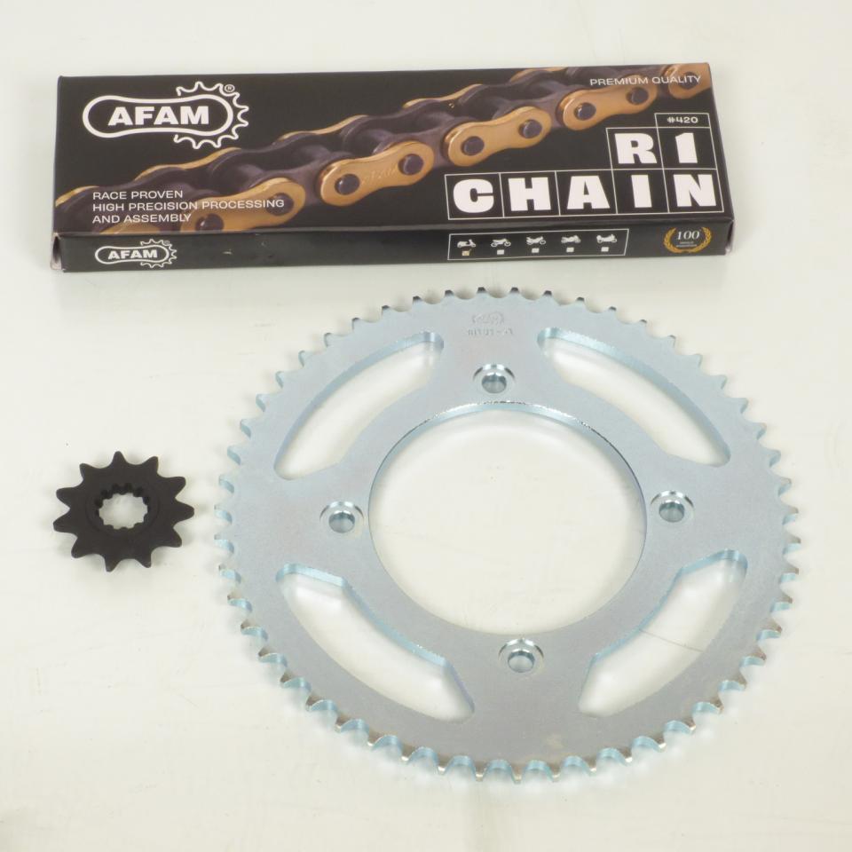 Kit chaîne Afam pour moto Beta 50 RR ENDURO RACING 2009 à 2011 12x51 Pas 420 / Ø100mm 4 trous