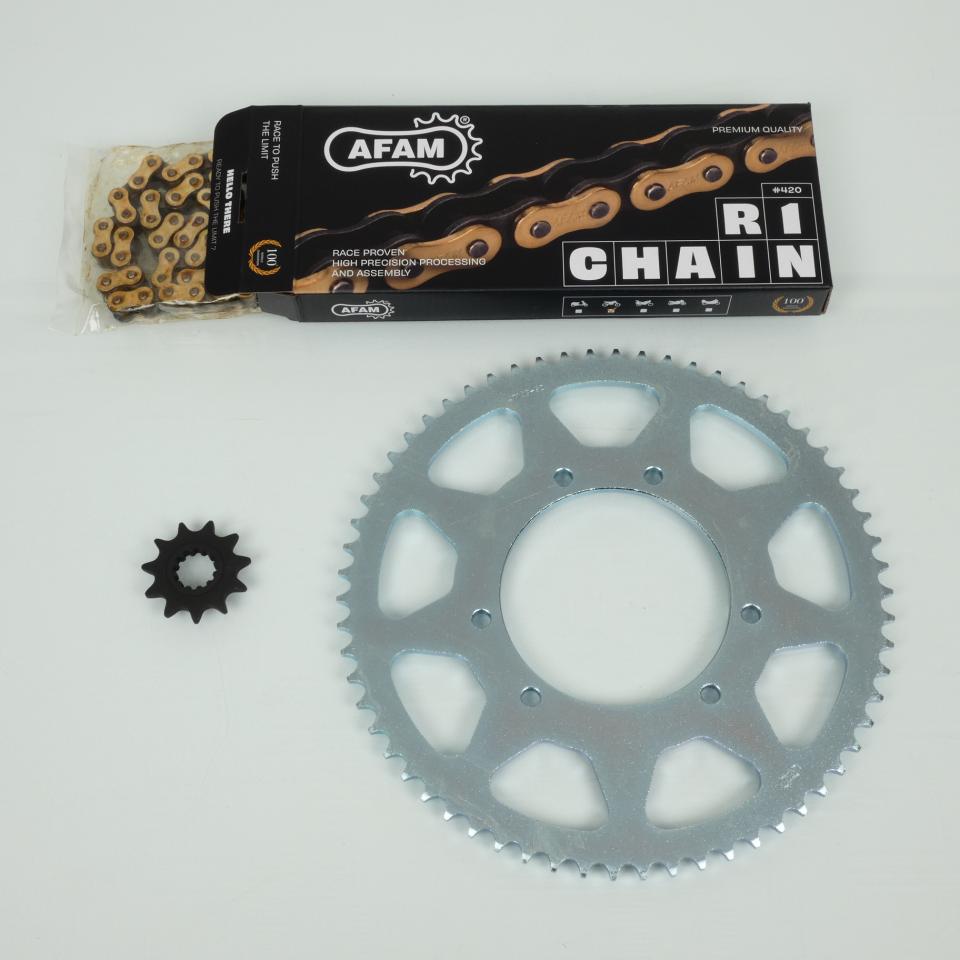 Kit chaîne Afam pour moto Rieju 50 MRT 2009 à 2021 11x62 Pas 420 Al 105mm Neuf