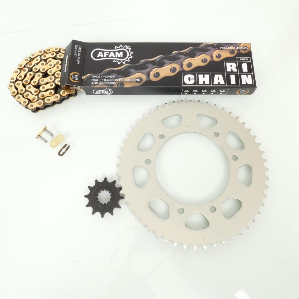 Kit chaîne Afam pour moto Peugeot 50 XP6 2002 à 2003 12x52 pas 420 126L Neuf