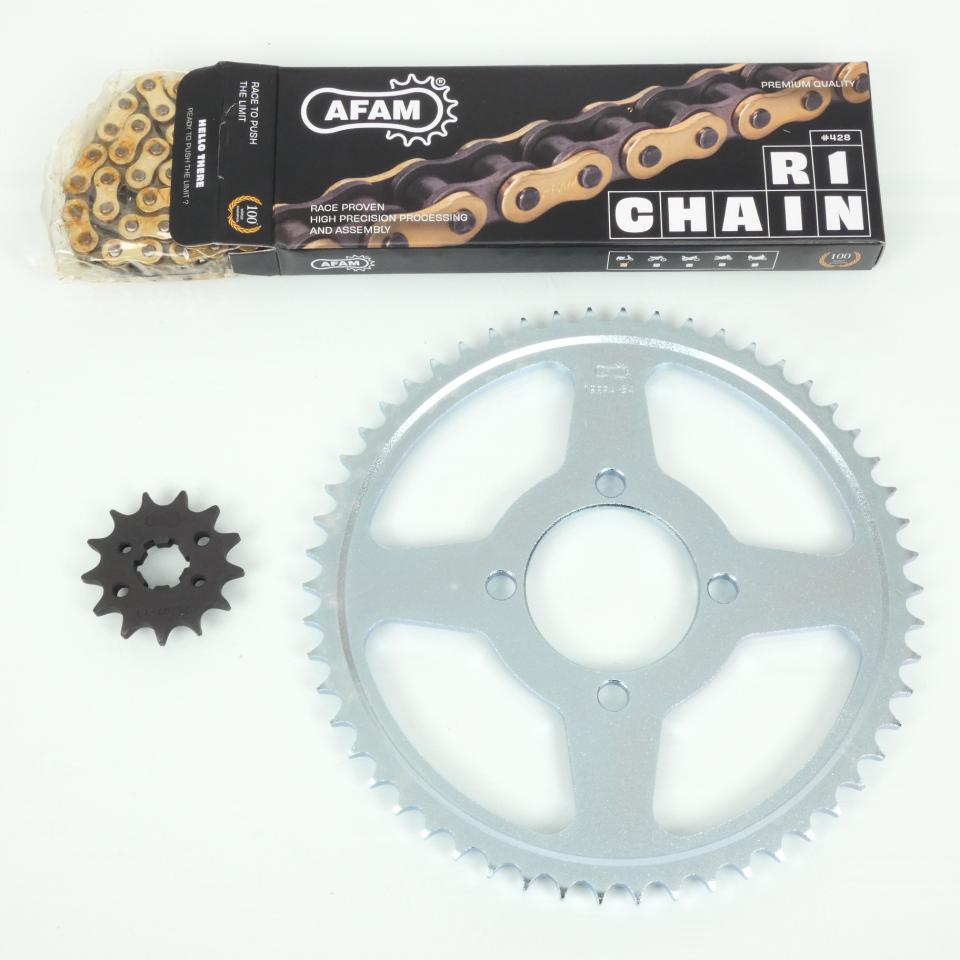 Kit chaîne Afam pour moto Yamaha 125 Tt R 2002 à 2017 13x54 Pas 428 Al 62mm Neuf