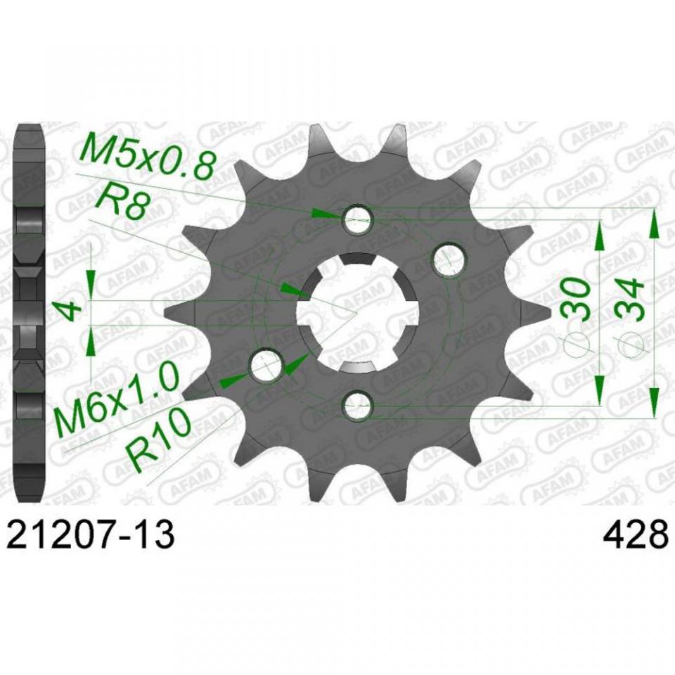 Kit chaîne Afam pour moto Yamaha 125 Tt R 2002 à 2017 13x54 Pas 428 Al 62mm Neuf