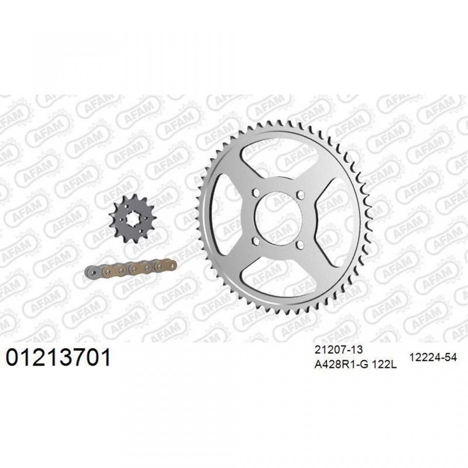 Kit chaîne Afam pour moto Yamaha 125 Tt R 2002 à 2017 13x54 Pas 428 Al 62mm Neuf
