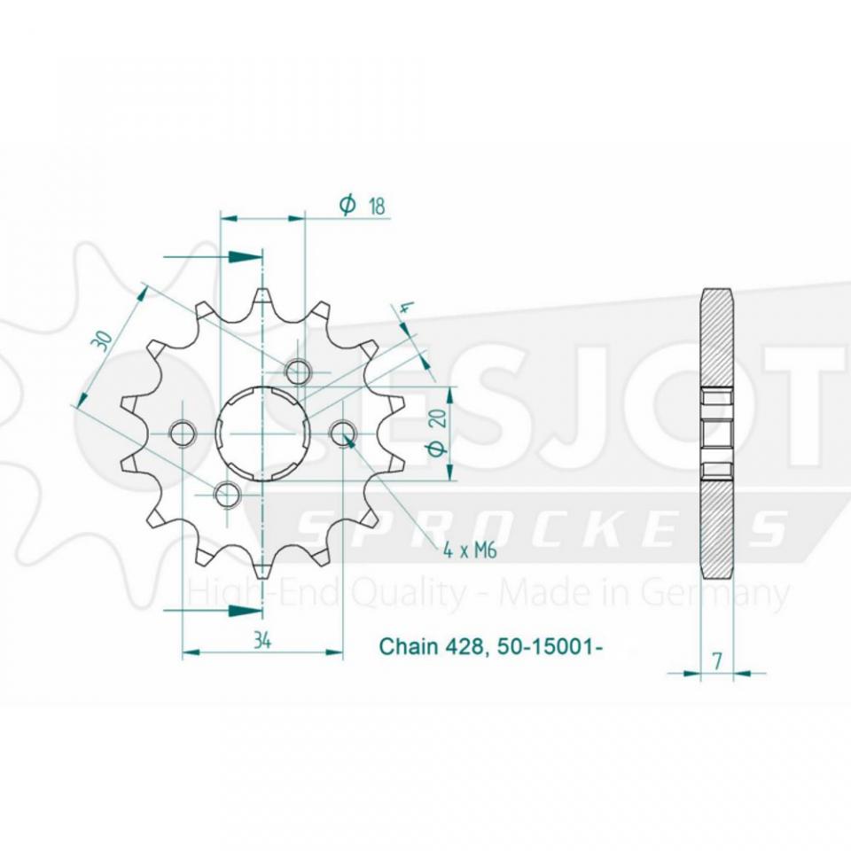 Kit chaîne Regina pour moto Daelim 100 Altino 1999 à 2003 14x40 P428 Al58mm Neuf