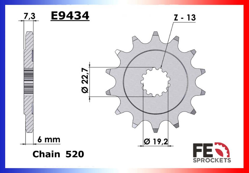 Kit chaîne FE pour moto Suzuki 400 DR S 1980 à 1983 16x44 pas 520 Neuf