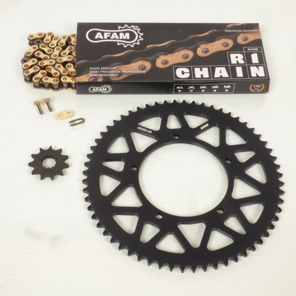 Kit chaîne Afam 11x60 Pas 428 Ø110mm pour moto Sherco 50 Sm-R Après 2021 Neuf