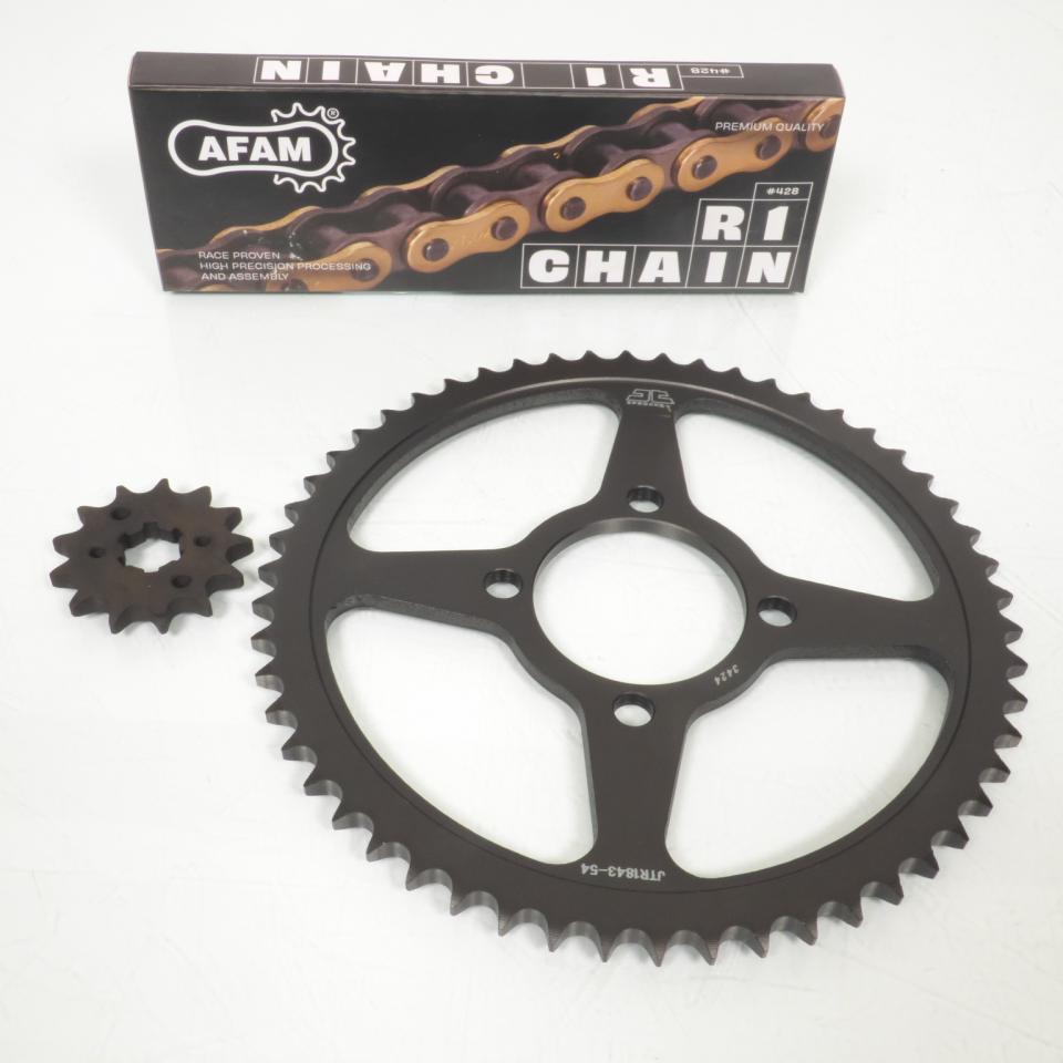 Kit chaîne Afam pour moto Yamaha 125 Tt R 2002 à 2017 13x54 Pas 428 Al 62mm Neuf