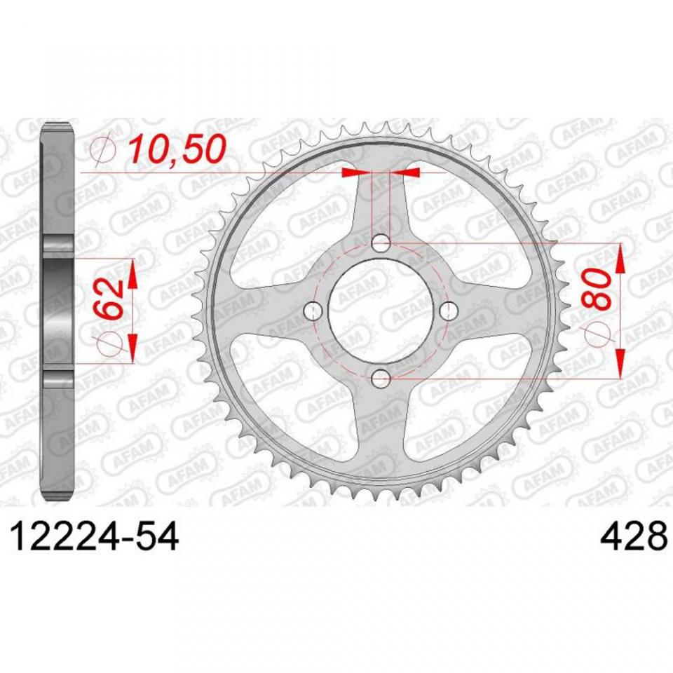 Kit chaîne Afam pour moto Yamaha 125 Tt R 2002 à 2017 13x54 Pas 428 Al 62mm Neuf