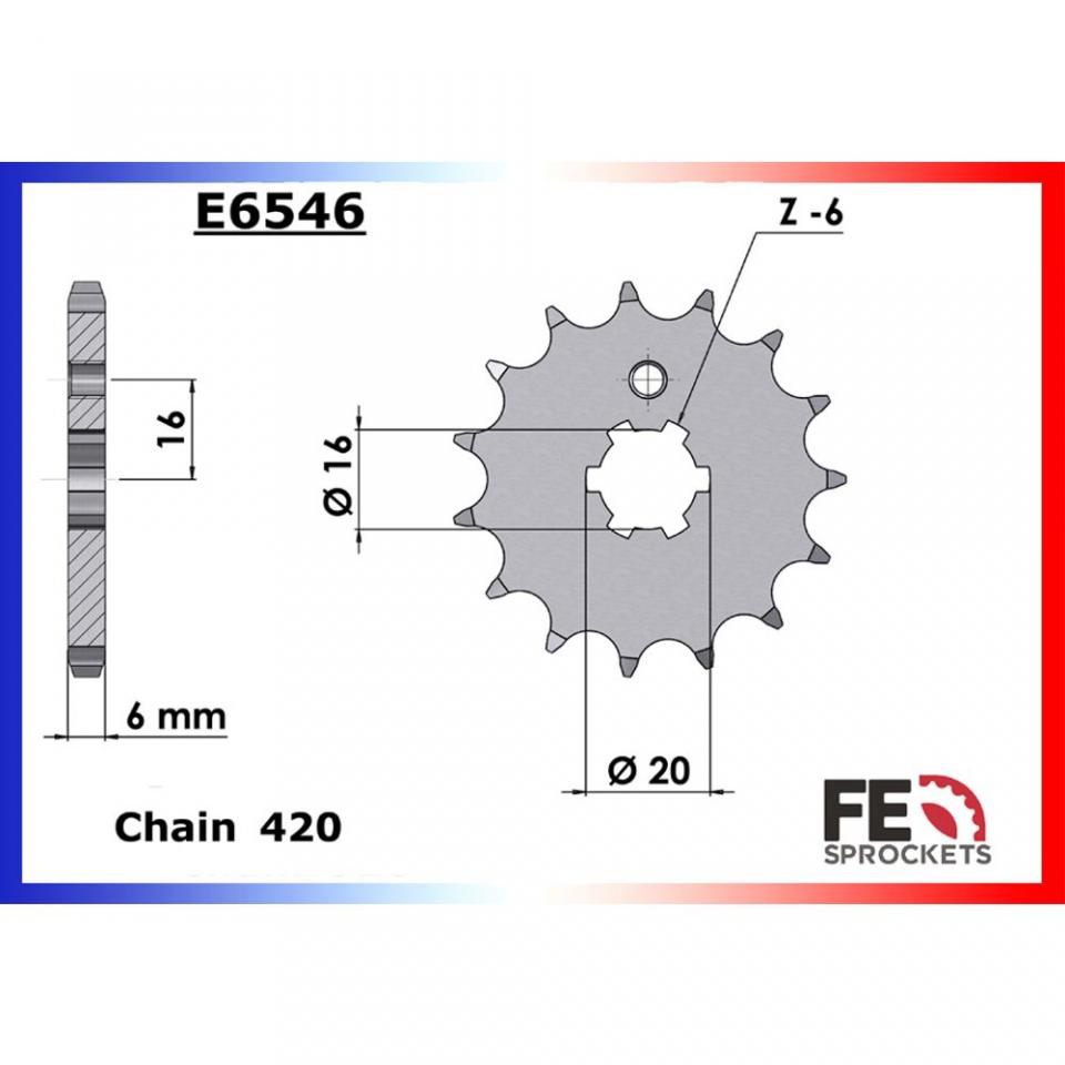 Kit chaîne FE pour moto Yamaha 80 PW 1983 à 1986 13x32 Pas 420 Al 64mm Neuf