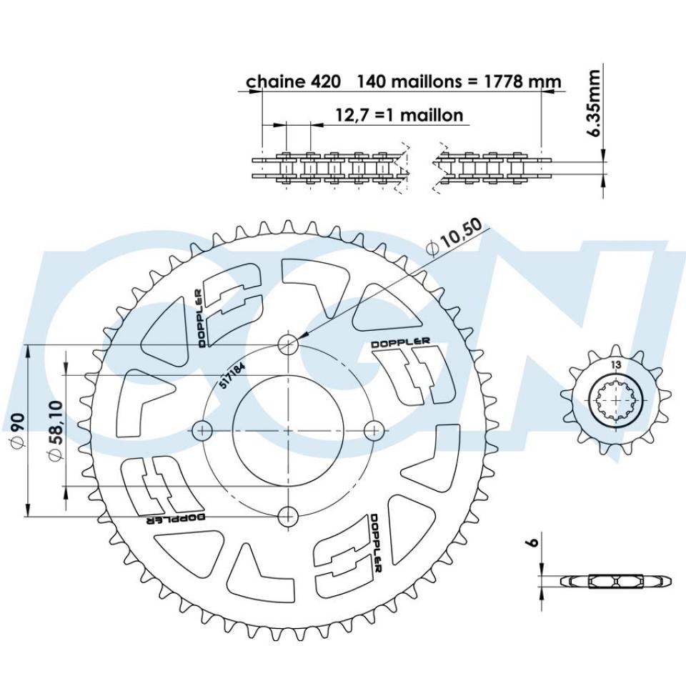 Kit chaîne DOPPLER ORIGIN pour Moto Masai 50 Furious Neuf
