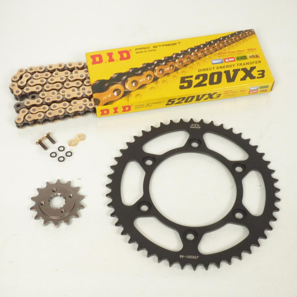 Kit chaîne DID pour moto Honda 600 XR 1991 à 2000 14x48 pas 520 Neuf