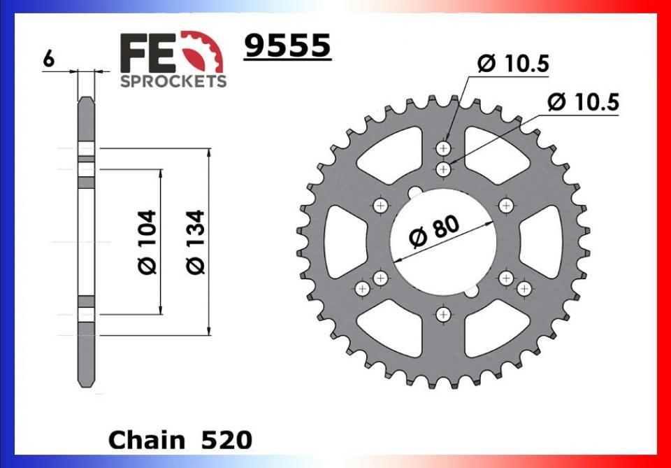 Kit chaîne FE 11x40 pas 520 pour quad Polaris 330 Trail boss 2003 à 2013 Neuf