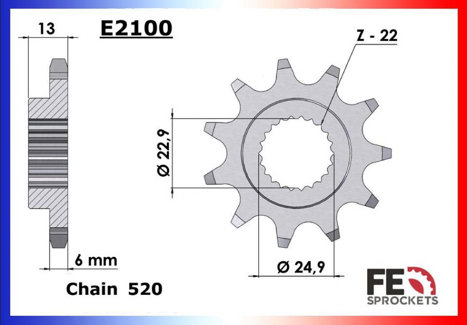 Kit chaîne FE 11x40 pas 520 pour quad Polaris 330 Trail boss 2003 à 2013 Neuf