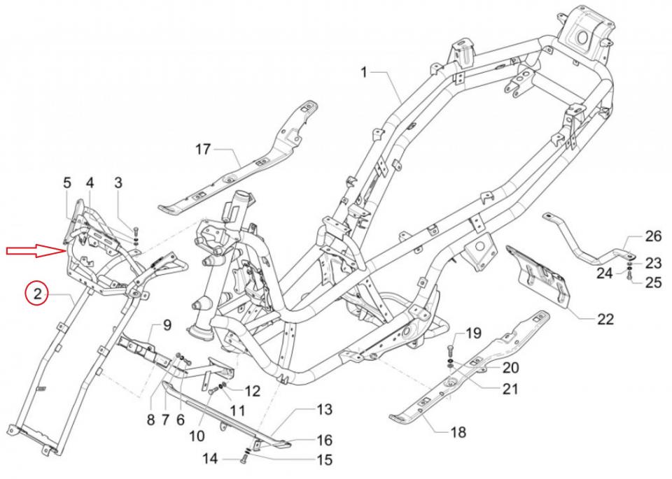 Araignée support avant pour scooter Piaggio 300 MP3 Maxi Business 1B0059555 Neuf