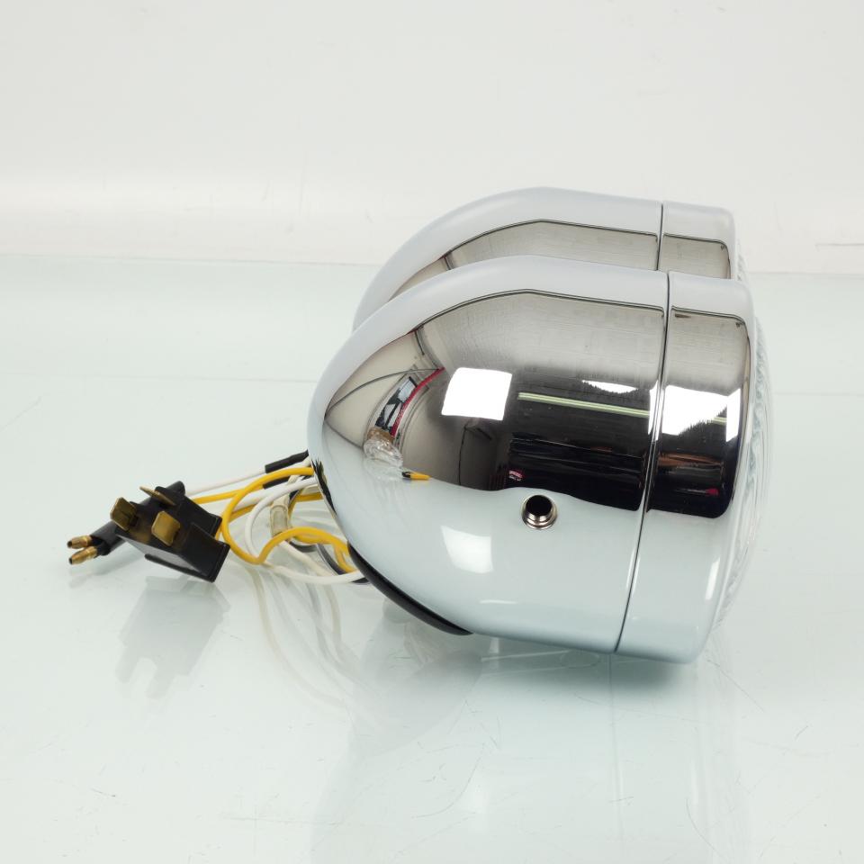 Double optique avant rond halogène H4 12V chromé Sifam pour moto custom Neuf