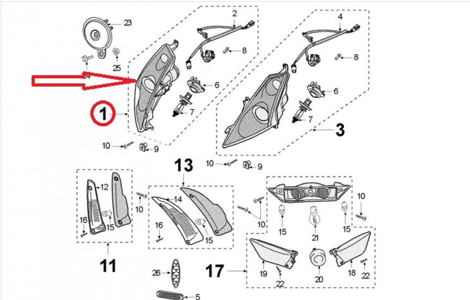 Optique avant droit pour scooter Peugeot 125 Jet force 748611 767096 Occasion