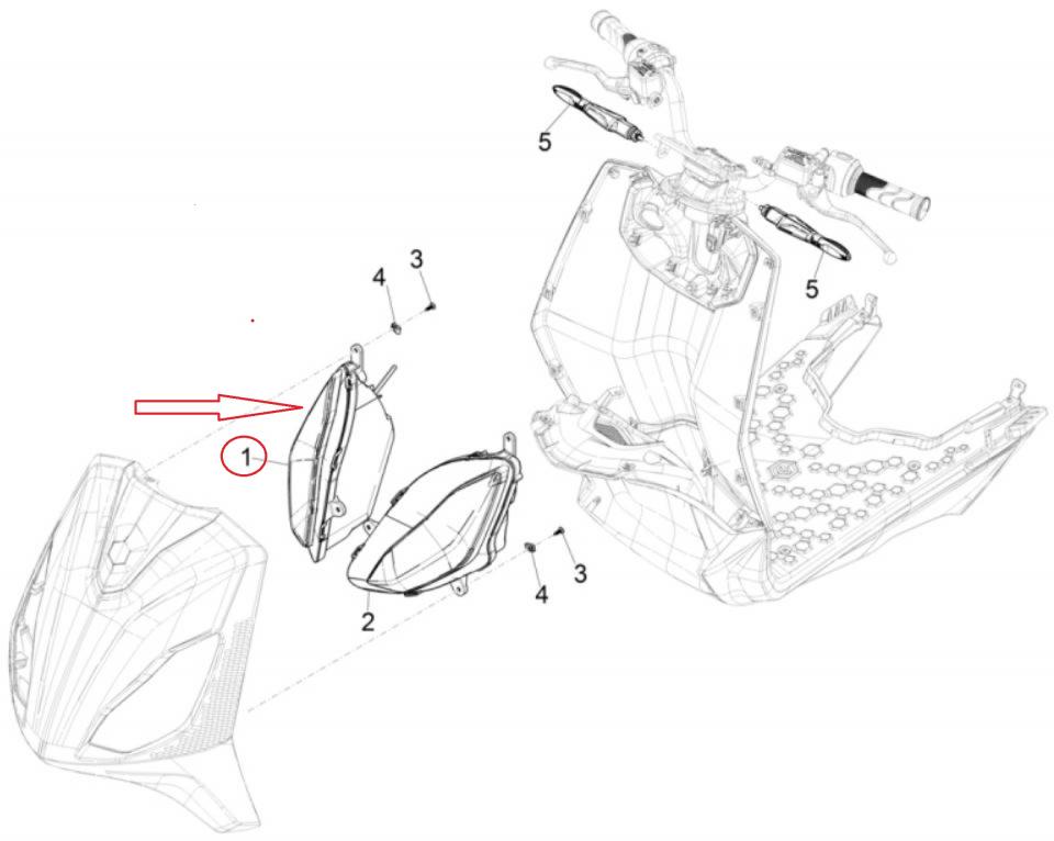 Optique avant origine pour scooter Piaggio One Après 2021 1D003413 Neuf