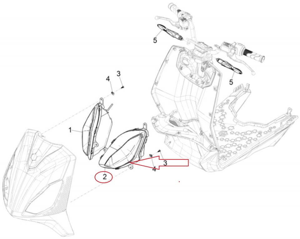 Optique avant gauche origine pour scooter Piaggio One Après 2021 1D003414 Neuf
